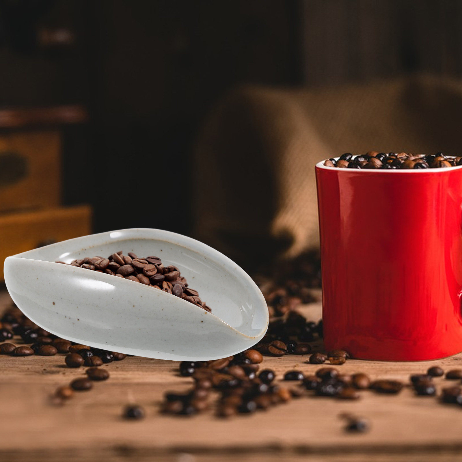 Coffee Tea And Bean Leaf - Keramische koffiebonenbak Huishoudelijke doseerbeker Multifunctionele weegplaat