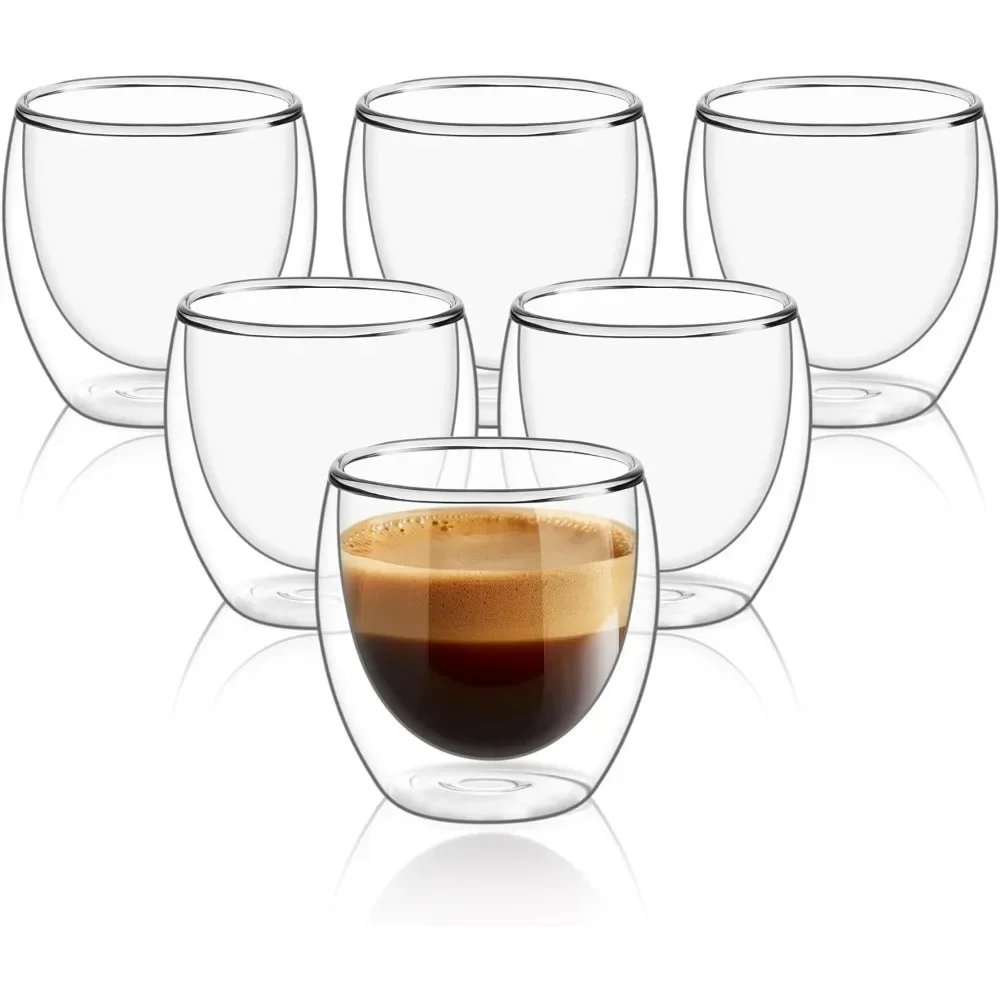 Coffee And Tea Bar - 6 stks Helder Dubbelwandige Glazen Koffiemokken
