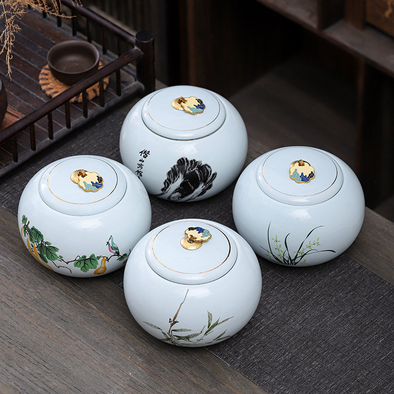 Coffee Tea And Bean Leaf - Blauwgroen porseleinen theebladpot ronde orchidee keramische