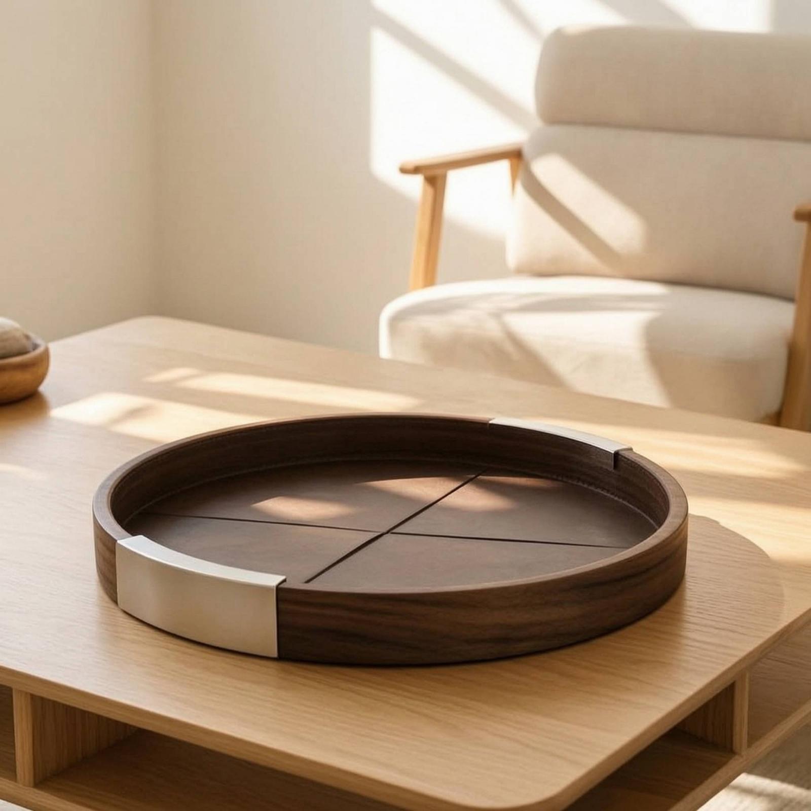 Tea Coffee Set Up - Walnoot houten dienblad Minimalistisch dienblad met