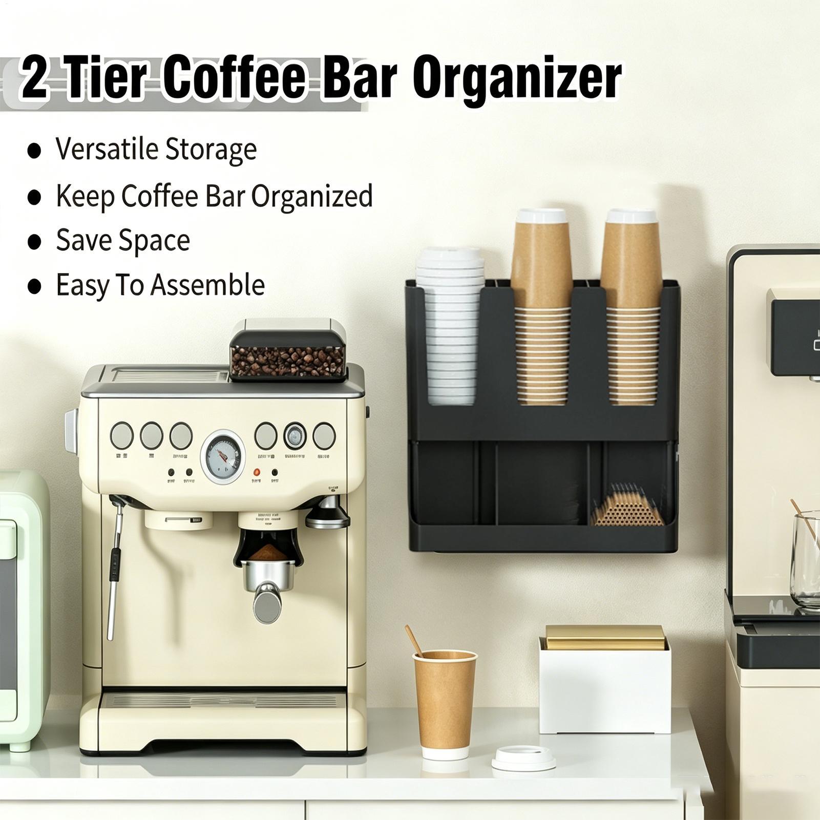 Tea Coffee Set Up - Koffiebar-organizer met 6 compartimenten, aanrechtbladopbergstation, koffiezetstation,
