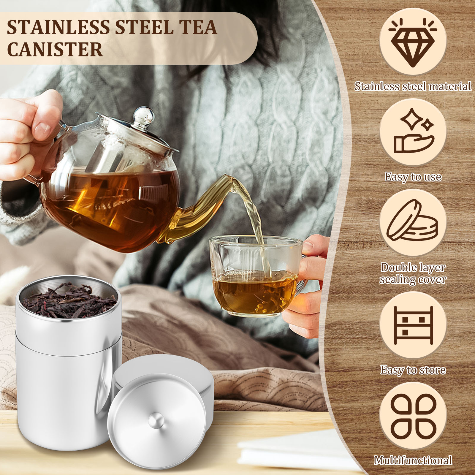 Roestvrijstalen theebladblikke - Coffee Tea And Bean Leaf recensie en prijs