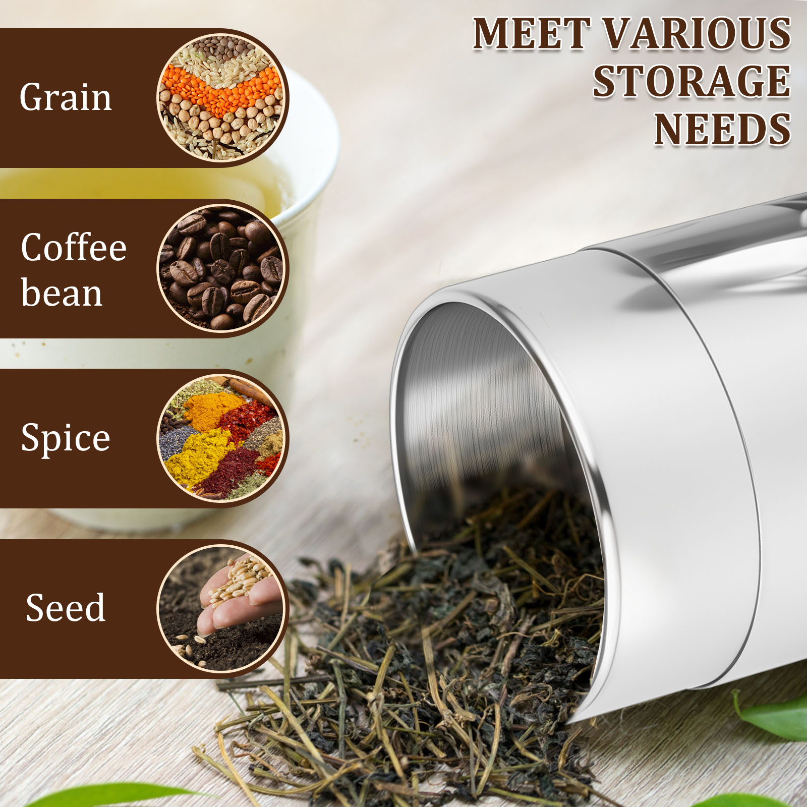 Roestvrijstalen theebladblikke - Coffee Tea And Bean Leaf recensie en prijs