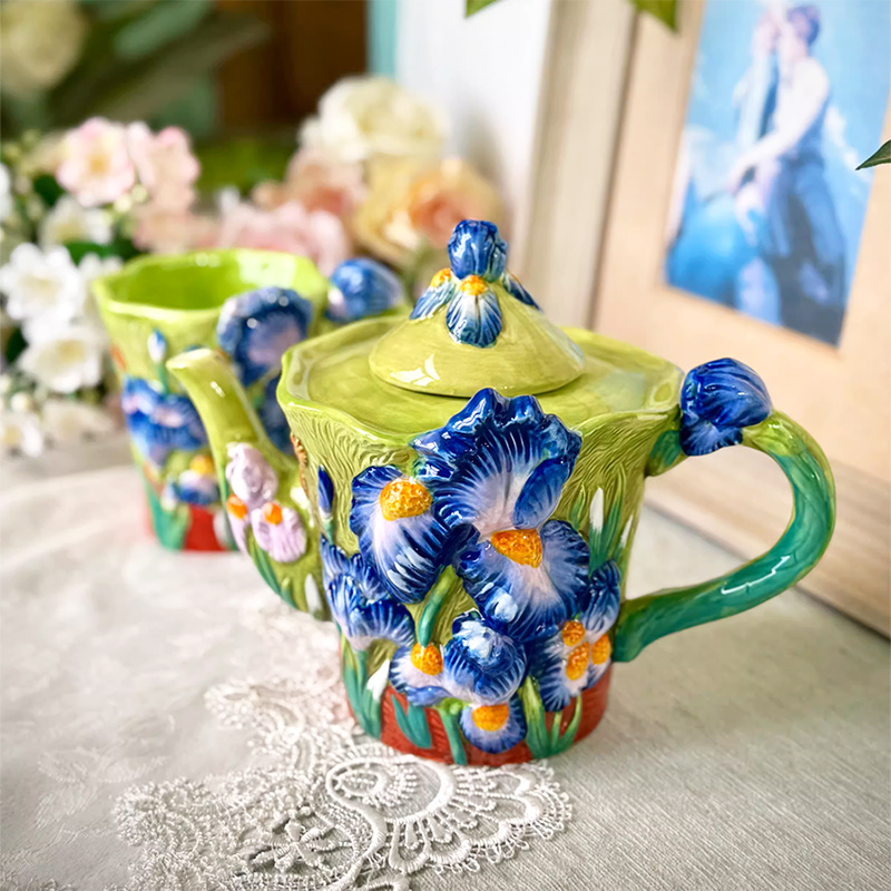 Creatieve blauwe bloemen keram - Coffee Tea Van recensie en prijs