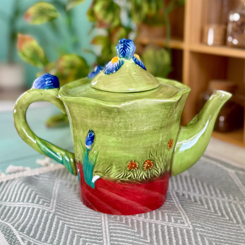 Creatieve blauwe bloemen keram - Coffee Tea Van recensie en prijs